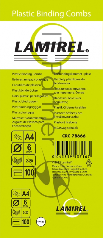 Расходные материалы Lamirel Пружина пластиковая LA-7866602 (6 мм. Цвет: белый, 100 шт.)