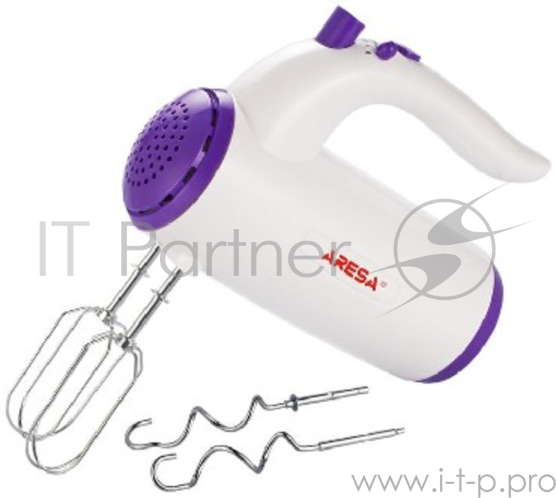 Миксер ARESA AR-1902 (Мощность 200 Вт. 5 скоростных режимов + функция ТУРБО. 2 вида насадок: венчики для взбивания яиц и крема насадки для замешивания теста. Кнопка извлечения насадок.)
