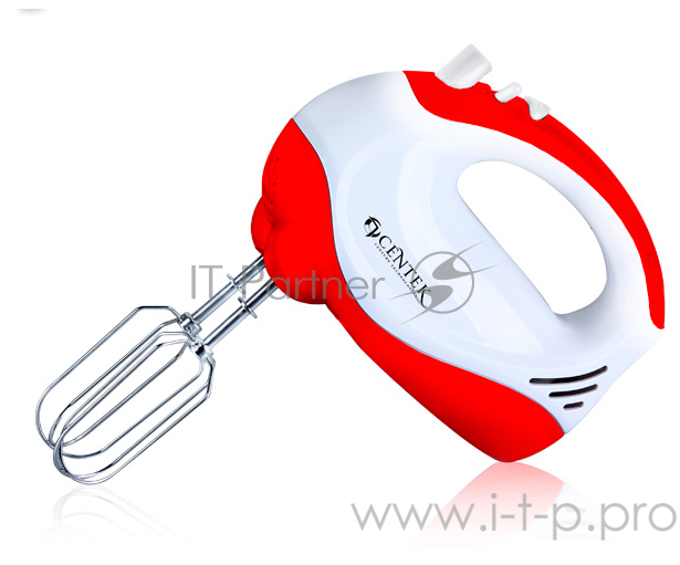 Миксер Centek CT-1110 (белый/красный) 175Вт, 5 скоростей+турбо, взб