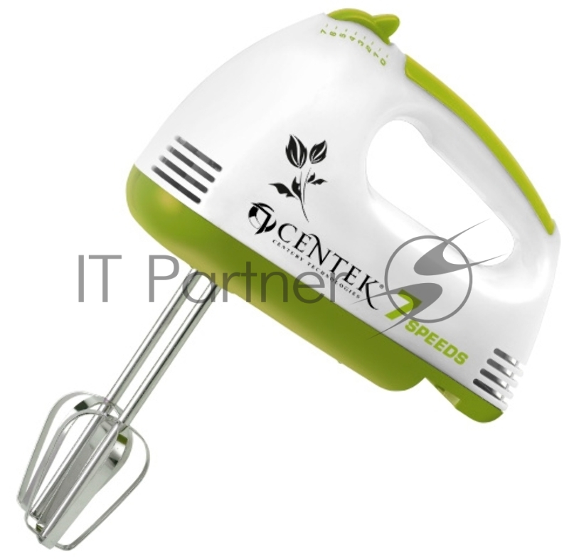 Миксер Centek CT-1111 GREEN (белый/салатовый) 170Вт, 6 скоростей+турбо, взбивание/замешивание