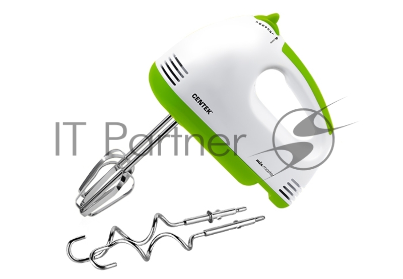 Миксер Centek CT-1111 GREEN (белый/салатовый) 170Вт, 6 скоростей+турбо, взбивание/замешивание