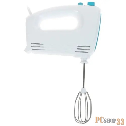 Миксер BOSCH MFQ2210D , 375 Вт, цвет: белый/ голубой, 4 скорости+ импульс.режим, 2 крюка+ 2 венчика