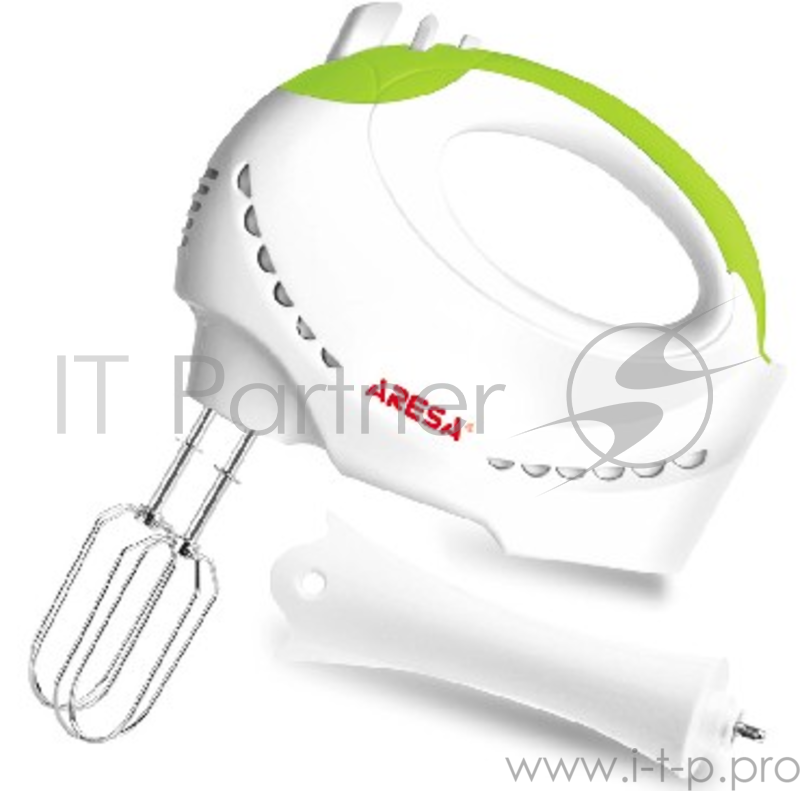 Миксер ARESA AR-1904 230В 50Гц 250Вт Мощность - 250Вт 5 скоростных режимов + функция ТУРБО (максимально увеличивает скорость) 3 вида насадок: венчики для взбивания яиц и крема насадки для замешивания теста насадка погружной блендер Кнопка извлечения
