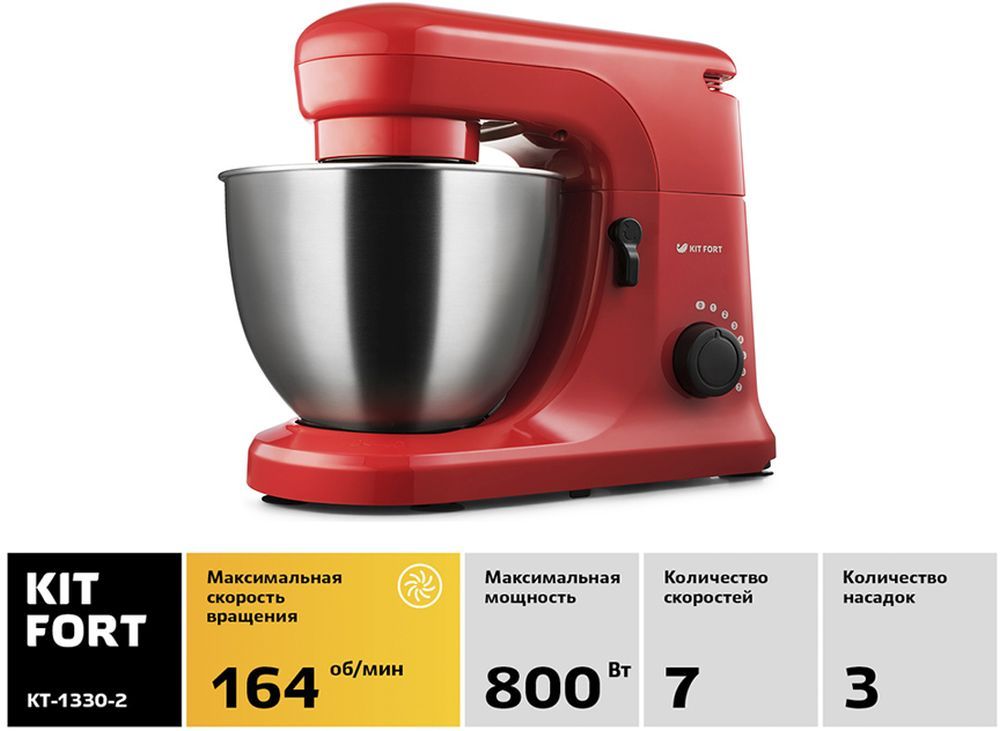 Миксер стационарный Kitfort КТ-1330-2 600Вт красный