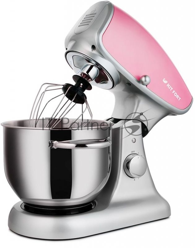 Миксер стационарный Kitfort KT-1336-2, металл/ сталь, 1000 Вт, 5 л, металлик/ розовый