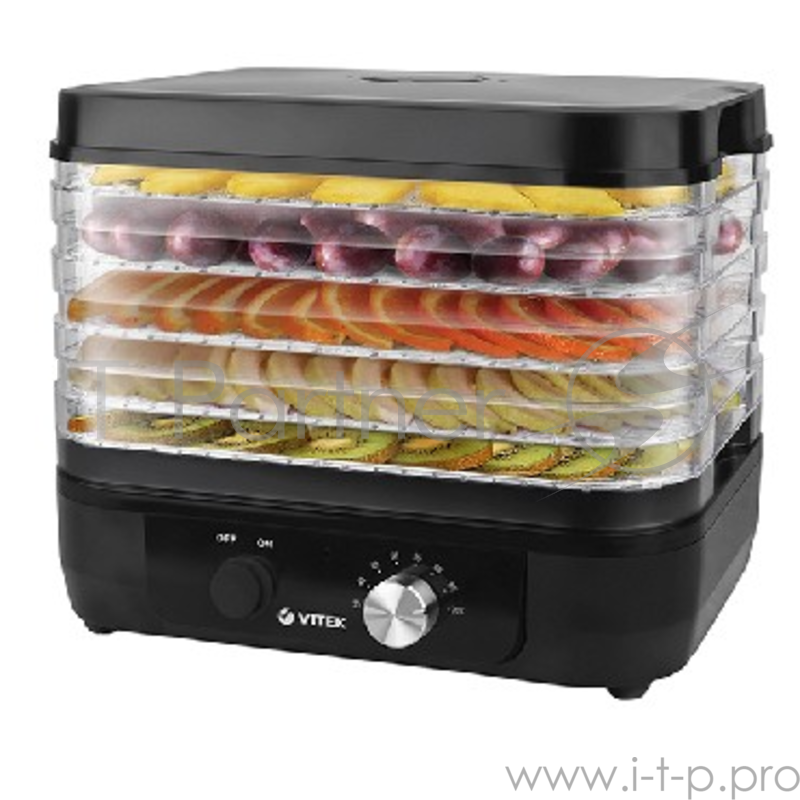 Сушилка VITEK VT-5051(BK) для овощей и фруктов 250Вт 5 поддонов с регулировкой высоты