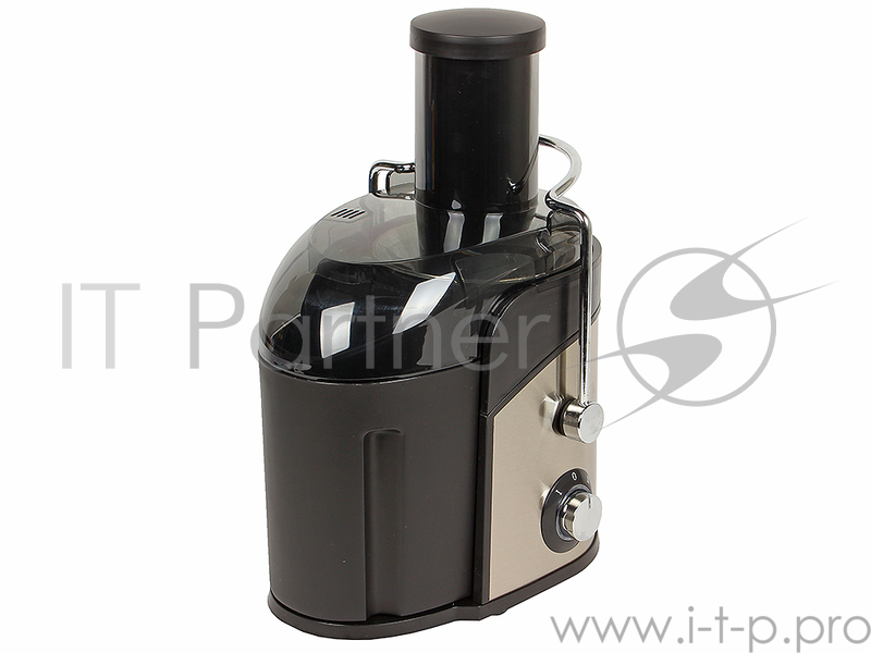 Соковыжималка BBK JC080-H03 800Вт, 2 скорости, резервуар для сока: 0.75 л, плавный запуск двигателя, черный/серебро