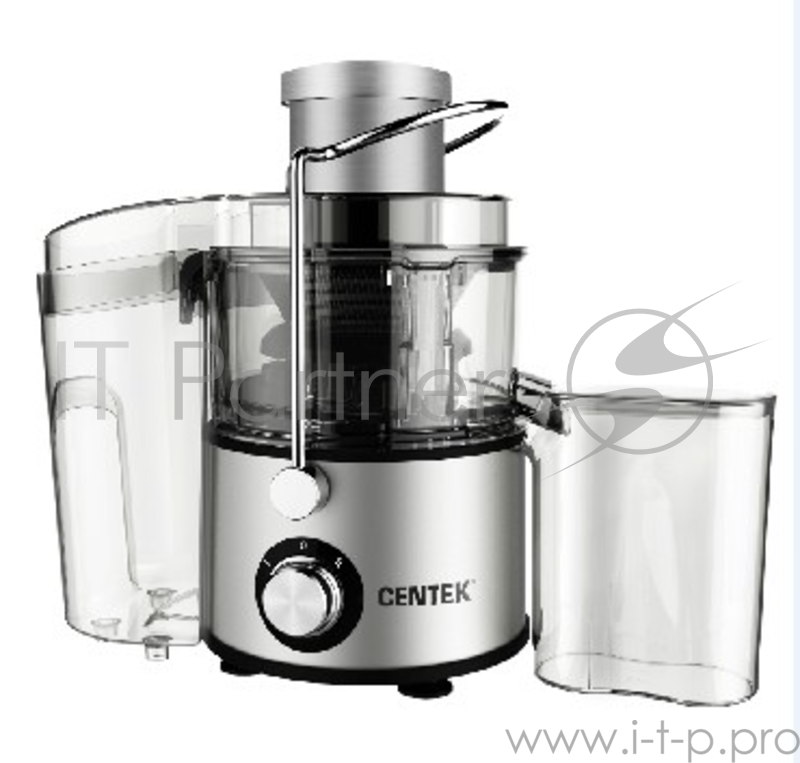Соковыжималка CENTEK CT-1211 черный/стальной Соковыжималка Centek CT-1211 (черный, сталь) 650Вт, 2 скор. + Pulse, стакан 500 мл, горловина 65мм