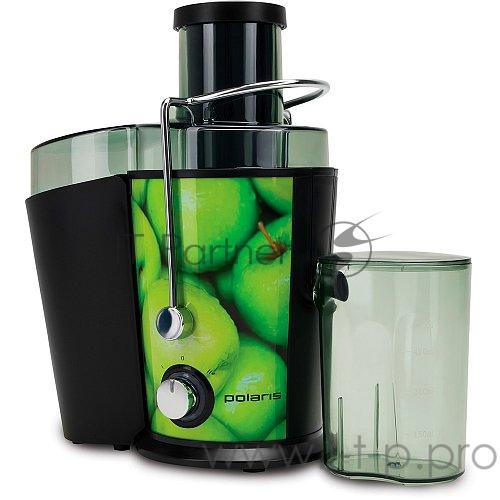 Соковыжималка POLARIS PEA 1031 мощность 1000 Вт стакан для сока в комплекте подача сока сразу в стакан автоматический выброс мякоти отсекатель пены сока корпус из нержавеющей стали возможность загрузки целых плодов