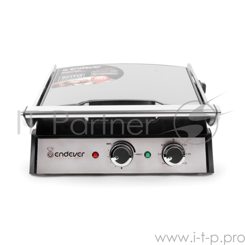 Электрический пресс-гриль ENDEVER GRILLMASTER 230 серебристый Grillmaster 230, мощн.2400 Вт, терморегулятор (100-220 град), таймер до 30 мин, внутреннее антипригарное покрытие, световой индикатор нагрева и готовности к работе, размеры рабочей поверхн