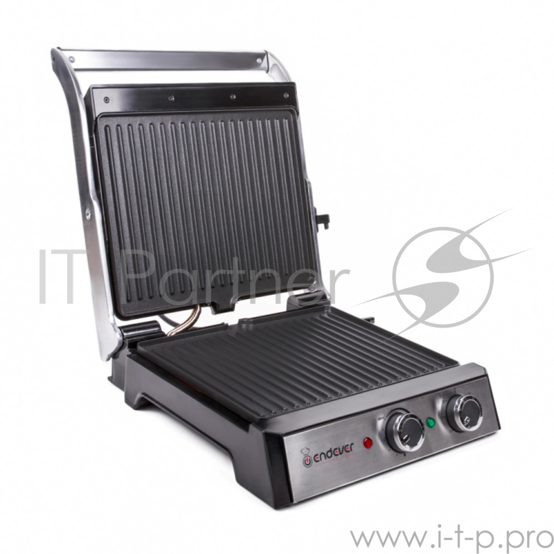 Электрический пресс-гриль ENDEVER GRILLMASTER 230 серебристый Grillmaster 230, мощн.2400 Вт, терморегулятор (100-220 град), таймер до 30 мин, внутреннее антипригарное покрытие, световой индикатор нагрева и готовности к работе, размеры рабочей поверхн