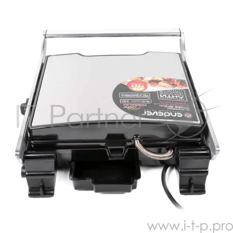 Электрический пресс-гриль ENDEVER GRILLMASTER 230 серебристый Grillmaster 230, мощн.2400 Вт, терморегулятор (100-220 град), таймер до 30 мин, внутреннее антипригарное покрытие, световой индикатор нагрева и готовности к работе, размеры рабочей поверхн