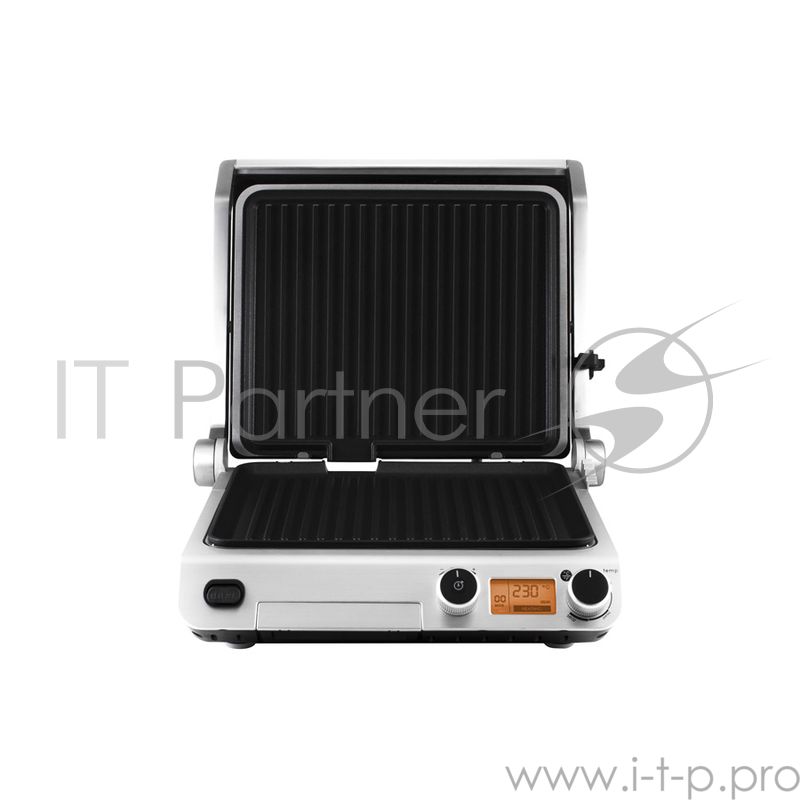 Электрогриль UNIT UQG-31, 2000Вт, электронное управление, LCD дисплей, съёмные панели, металл/стекло, серебристый/чёрный