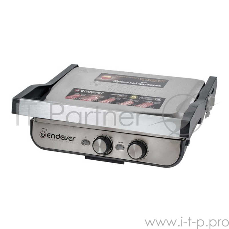Электрический пресс-гриль ENDEVER Grillmaster 250, серебристый/черный, 2 шт/уп