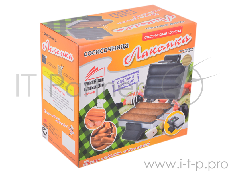 Вафельница Лакомка - сосисочница ЭС-1 (1000 Вт., керамическое покрытие., цвет. упак. г. Челябинск)
