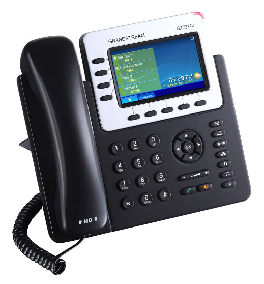VoIP-телефон Grandstream GXP-2140, VoIP 2 Порта Ethernet 10/100/1000, 4 SIP линий, цветной TFT дисплей 48