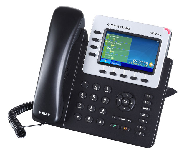 VoIP-телефон Grandstream GXP-2140, VoIP 2 Порта Ethernet 10/100/1000, 4 SIP линий, цветной TFT дисплей 48