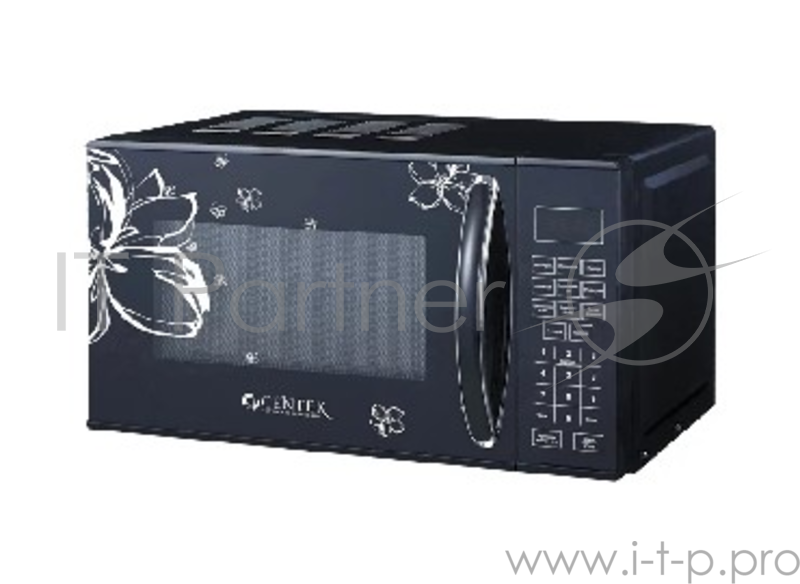 Микроволновая печь Centek CT-1579 (черный, ЦВЕТЫ), 700W, 20л, сенсор, 10 автоматических программ, LED дисплей