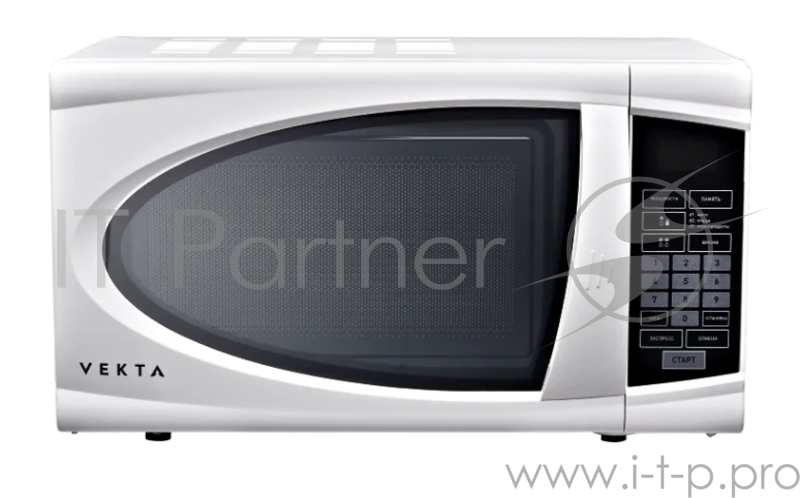 Микроволновая печь VEKTA SS720ABW 20 л., сенсорное управление, мощность 700Вт, цвет белый, внутреннее покрытие - эмаль, открытие дверцы - ручка, таймер 60 мин, разморозка по весу, дисплей, часы, функция защиты от детей, быстрый старт, функци