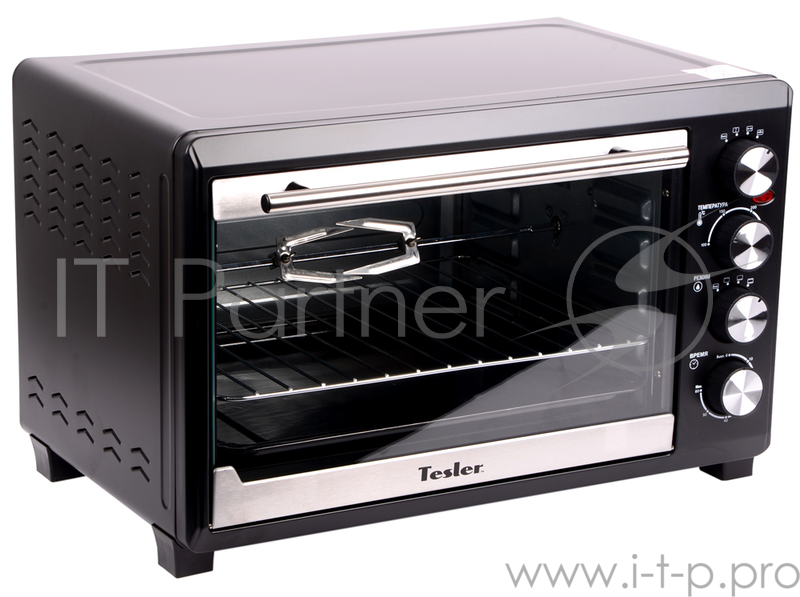 Мини-печь TESLER EOG-3800 черный Мощность 2000Вт. Объем 38л. (ВхШхГ) 54х39,1х34,3см. Вес нетто 7,3 кг. Тип управления механич. Световая индикация. Тип стекла жаропрочное. Звуковой таймер. Таймер отключения. Подсветка. Режимы работы: верхний нагрев, н