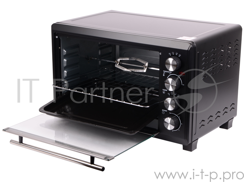 Мини-печь TESLER EOG-3800 черный Мощность 2000Вт. Объем 38л. (ВхШхГ) 54х39,1х34,3см. Вес нетто 7,3 кг. Тип управления механич. Световая индикация. Тип стекла жаропрочное. Звуковой таймер. Таймер отключения. Подсветка. Режимы работы: верхний нагрев, н