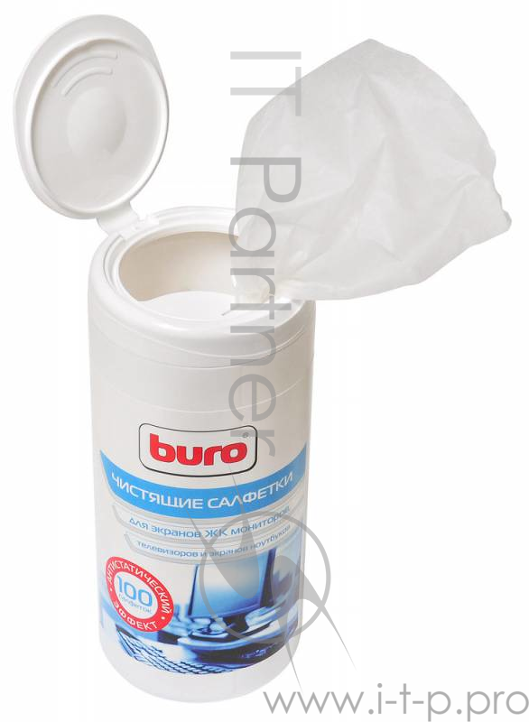 Чистящие средства BURO BU-Tscreen 817439 Туба с чистящими салфетками, для экранов и оптики, 100шт.