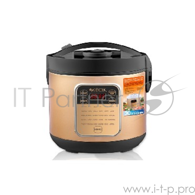 Мультиварка Centek CT-1486 Black (Золото/черный) 5.0л, 700Вт, 30 прогр, книга, МУЛЬТИШЕФ