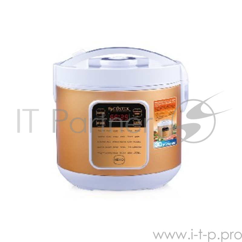 Мультиварка Centek CT-1486 White (Золото/бел) 5.0л, 700Вт, 30 прогр, книга, МУЛЬТИШЕФ