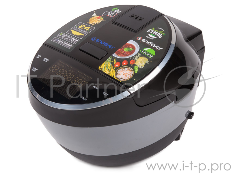 Мультиварка ENDEVER VITA 100 (черный) электрическая Endever Vita 100, черный/стальной, мощность 1300 Вт, емкость 5л, 24 авторежимов , мастер повар,книга рецептов, 2 шт/уп.таймер до 24 часов, автоподогрев, LED-дисплей, стальной корпус,регулировка врем