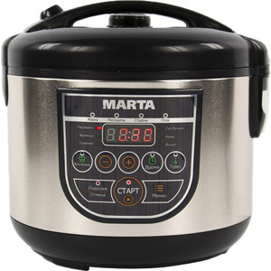 Мультиварка MARTA MT-4324 NS {NONSTICK} черный жемчуг 500 W, сталь, утолщенная чаша 3 л, 31 программа (11 автоматических, 20 ручных), Мультиповар, ШЕФ-повар (изменение программ) LED-дисплей с временем и температурой, отсрочка старта 24 ч, подогрев до