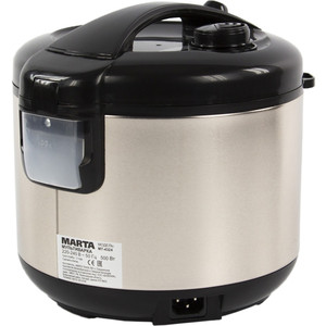 Мультиварка MARTA MT-4324 NS {NONSTICK} черный жемчуг 500 W, сталь, утолщенная чаша 3 л, 31 программа (11 автоматических, 20 ручных), Мультиповар, ШЕФ-повар (изменение программ) LED-дисплей с временем и температурой, отсрочка старта 24 ч, подогрев до