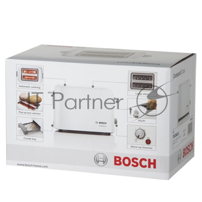 Тостер Bosch TAT3A011 980Вт белый