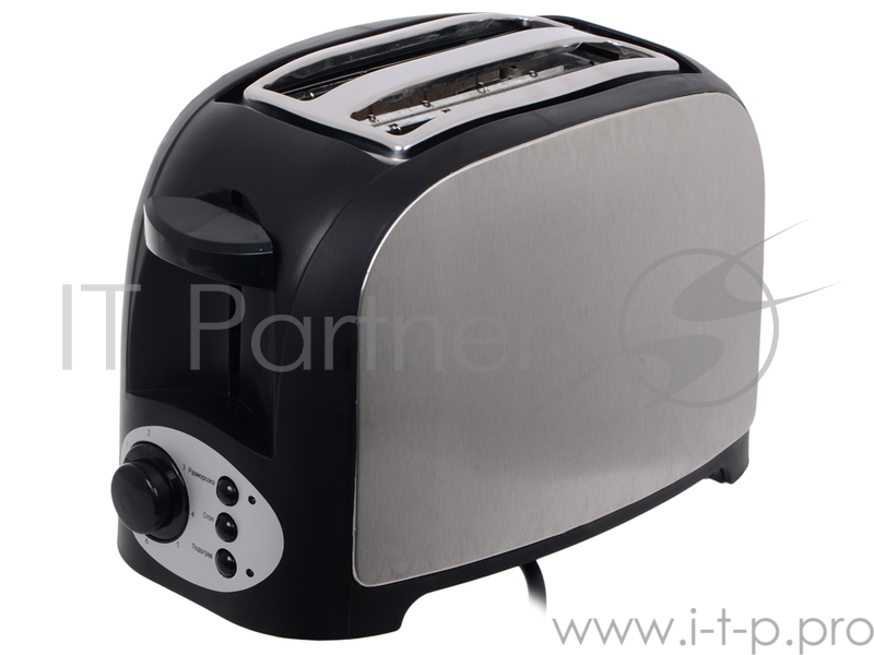 Тостер Endever Skyline ST-117 900Вт, черный/стальной, 3 режима работы, 7 регулировок поджаривания, 2 отсека для загрузки тостов, механическое упр.