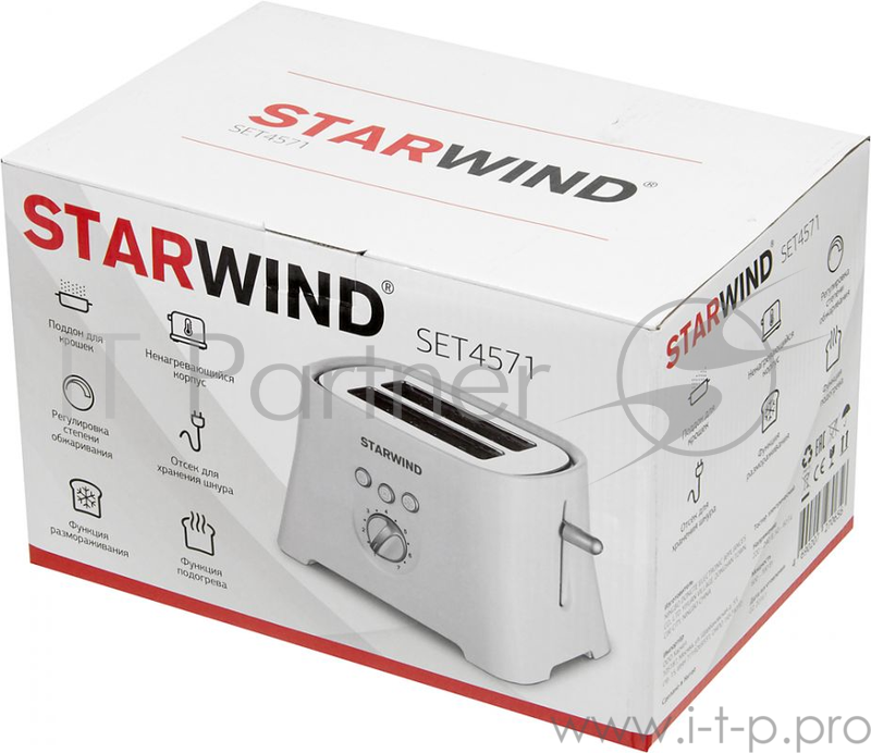 Тостер Starwind SET4571 700Вт белый