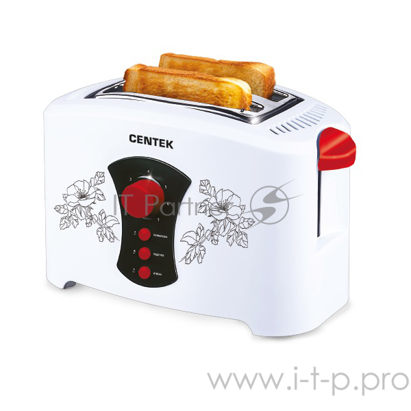 Тостер Centek СТ-1426 (бел) 800 Вт, 7 уровней мощности, 2 тоста, функции разморозка, отмена, повтор