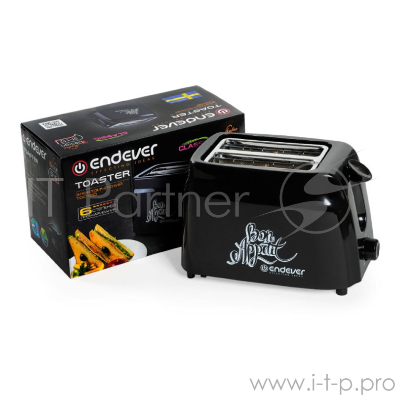 Тостер Endever Skyline ST-112, чёрный, 750 Вт., 6 режимов