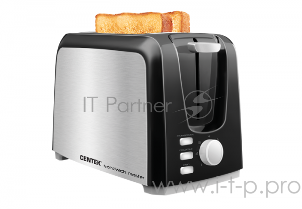 Тостер Centek СТ-1429 Black/SS, 750Вт