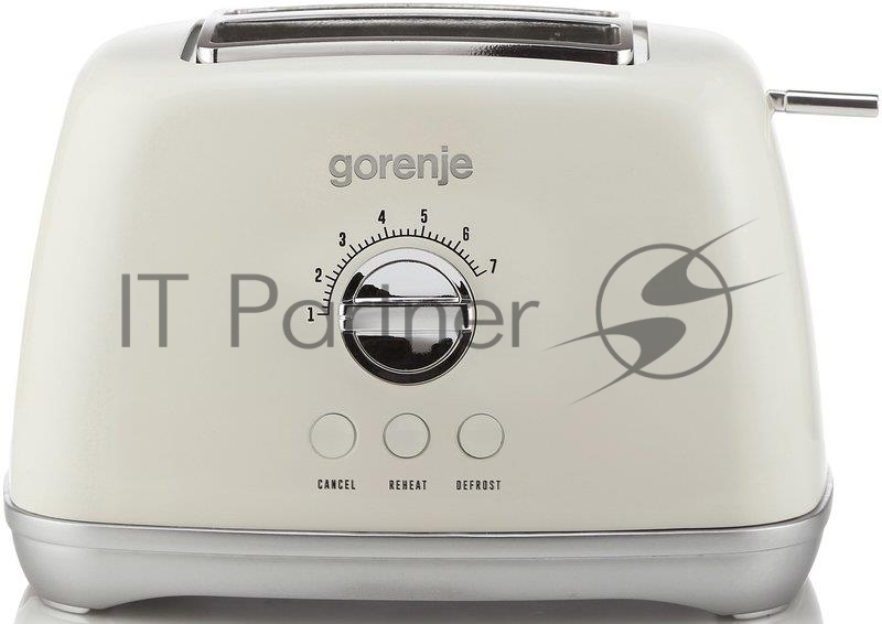 Тостер Gorenje T900RL , Материал: Пластик + металл, Цвет: Бежевый, Высокий поъем ломтиков, Поддон для крошек, Количество режимов нагрева: 7, Белый индикатор работы, Механическая регулировка степени обжаривания, Рычаг для извлечения тостов, Функция р