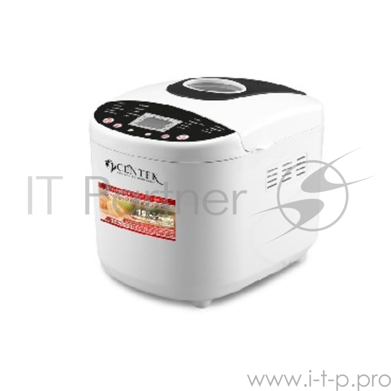 Хлебопечка Centek CT-1406 BLW (белый/черный) 900г, 650Вт, 19 программ (йогурт, джем, кекс), отсрочка
