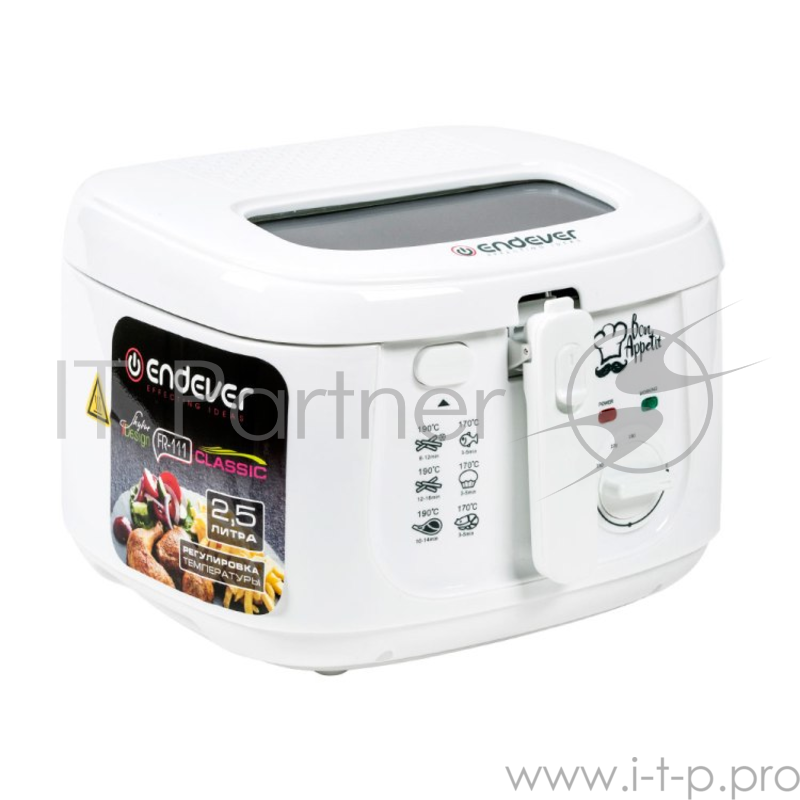 Фритюрница Endever Skyline FR-111, белый, 1800Вт., объем 2,5л., антипригарное покрытие
