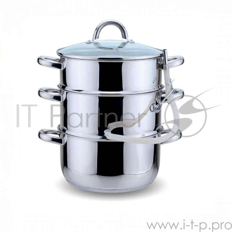 Соковарка KELLI KL-4108 6,0л(Объем 6 л. 3х-слойное капсульное дно. Дуршлаг для фруктов, овощей, ягод. Прозрачная стеклянная крышка с паровыпуском. Удобные ручки не нагреваются. Высококачественная нерж. сталь 18/10. Зеркальная полировка. Подходит к ин