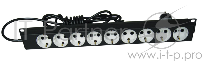 Аксессуар ЦМО Блок силовых розеток 19 со шнуром (2.0 м) без выключателя, 9 розеток (БР-9П-Ш-9005)