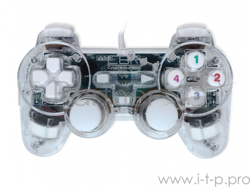 Геймпад CBR CBG 915 {Игровой манипулятор для PC, проводной, 2 вибро мотора, подстветка, прозрачный, USB}