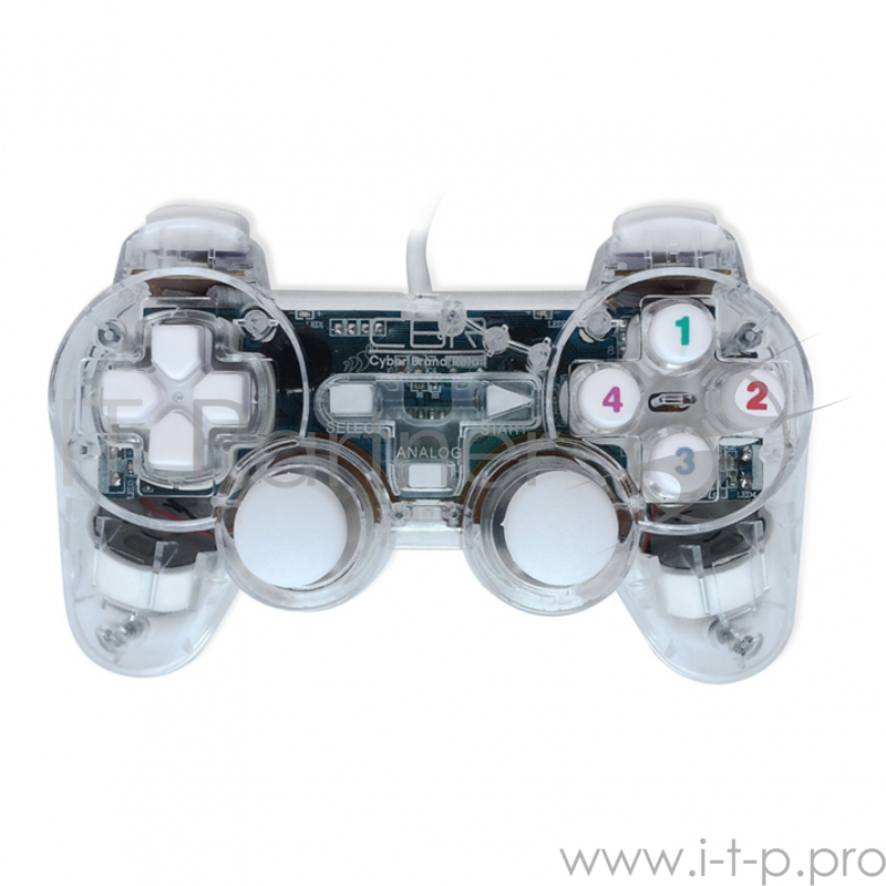 Геймпад CBR CBG 915 {Игровой манипулятор для PC, проводной, 2 вибро мотора, подстветка, прозрачный, USB}