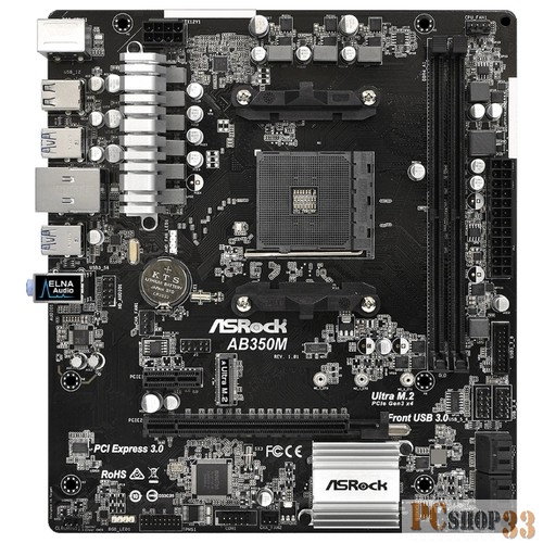 Материнская плата Asrock AB350M RTL {AMD B350, 2*DDR4, PCI-E16x, PCI-E1x, SATAIII+RAID, M.2, GB Lan, USB3.0, mATX}
