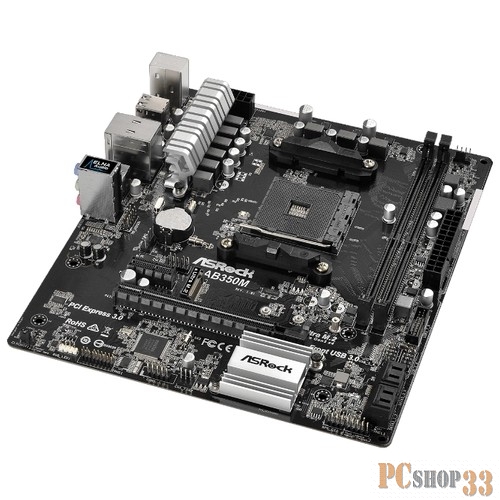 Материнская плата Asrock AB350M RTL {AMD B350, 2*DDR4, PCI-E16x, PCI-E1x, SATAIII+RAID, M.2, GB Lan, USB3.0, mATX}