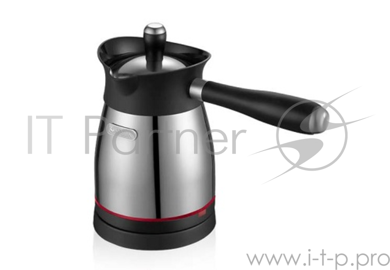 Электрическая турка Centek CT-1080 SS(металл) 0.5л, 1000Вт, нерж.сталь, съемная мягкая ручка, крышка