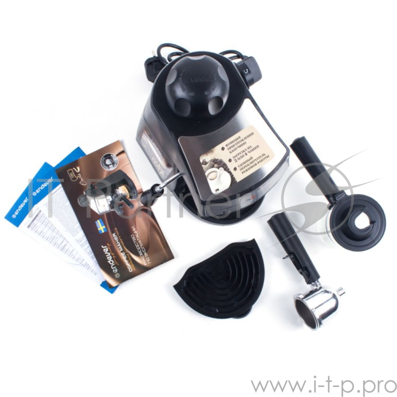 Кофеварка Endever Costa-1050 (черный/стальной, 900 Вт, объем 0,2 л,)