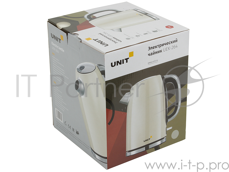 Чайник электрический UNIT UEK-264, сталь, цветная эмаль, цвет - Серый 1.7л., 2000Вт.