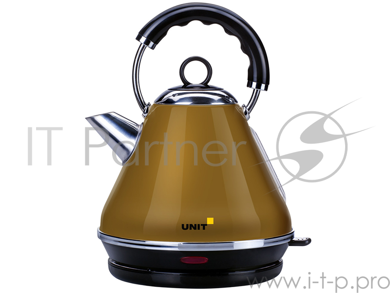 Чайник электрический UNIT UEK-262, сталь, цветная эмаль, цвет - Горчичный, 1.7л., 2000Вт.